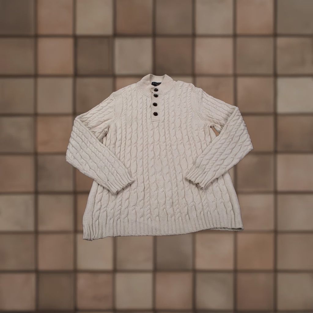 Brooks Brothers Brooks Brothers Sweater Women L Beige Wool Cable Knit Relaxed Fisherman Chunky Pullover Seasonal Outdoor 90s Mens Womens Boys Girls Size L / US 10 / IT 46 - 1 Thumbnail