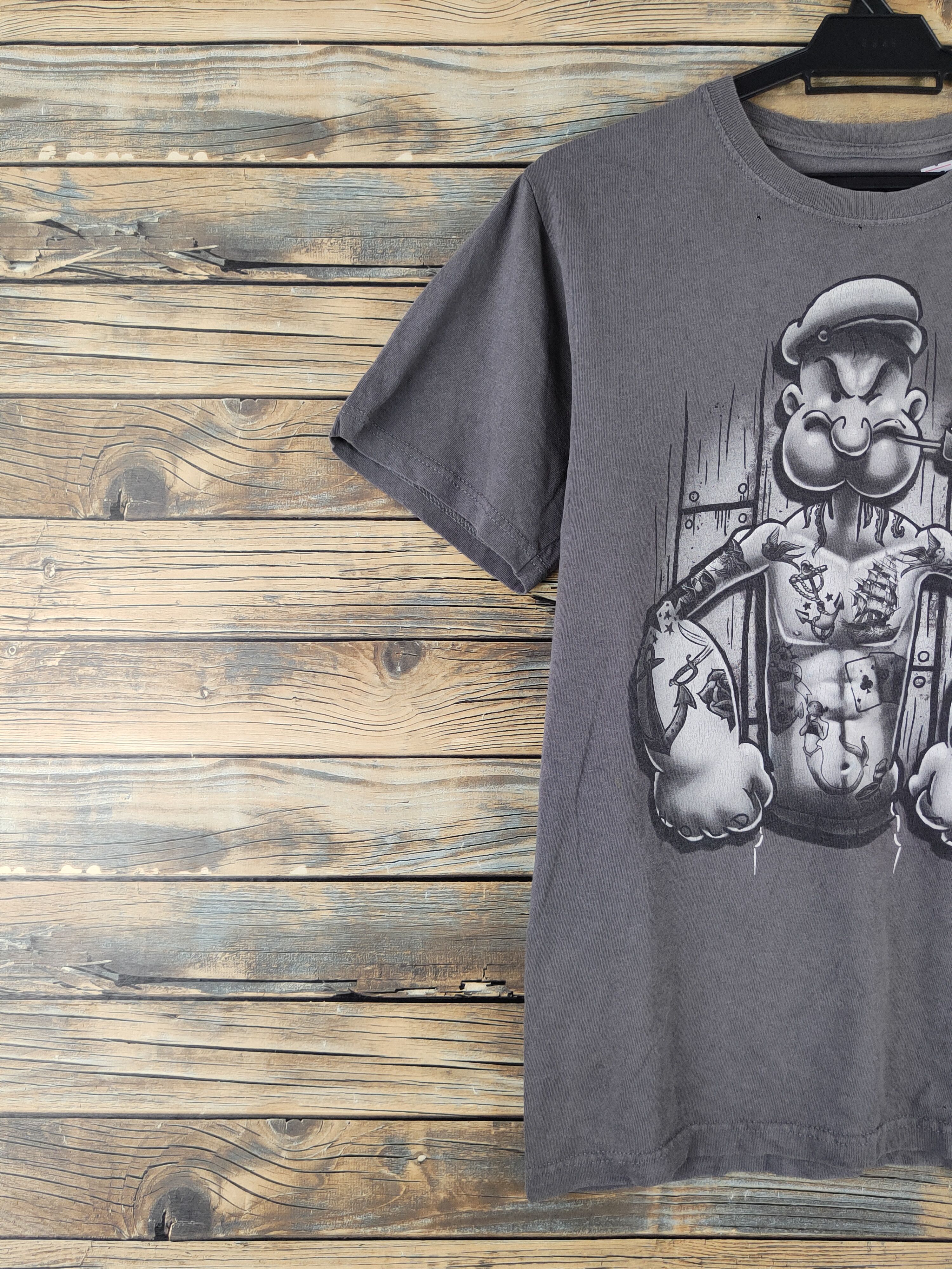 Japanese Brand × Vintage DL Japanese Brand Gray Popeye Short Sleeve T-shirt #1037 Size US S / EU 44-46 / 1 - 4 Thumbnail