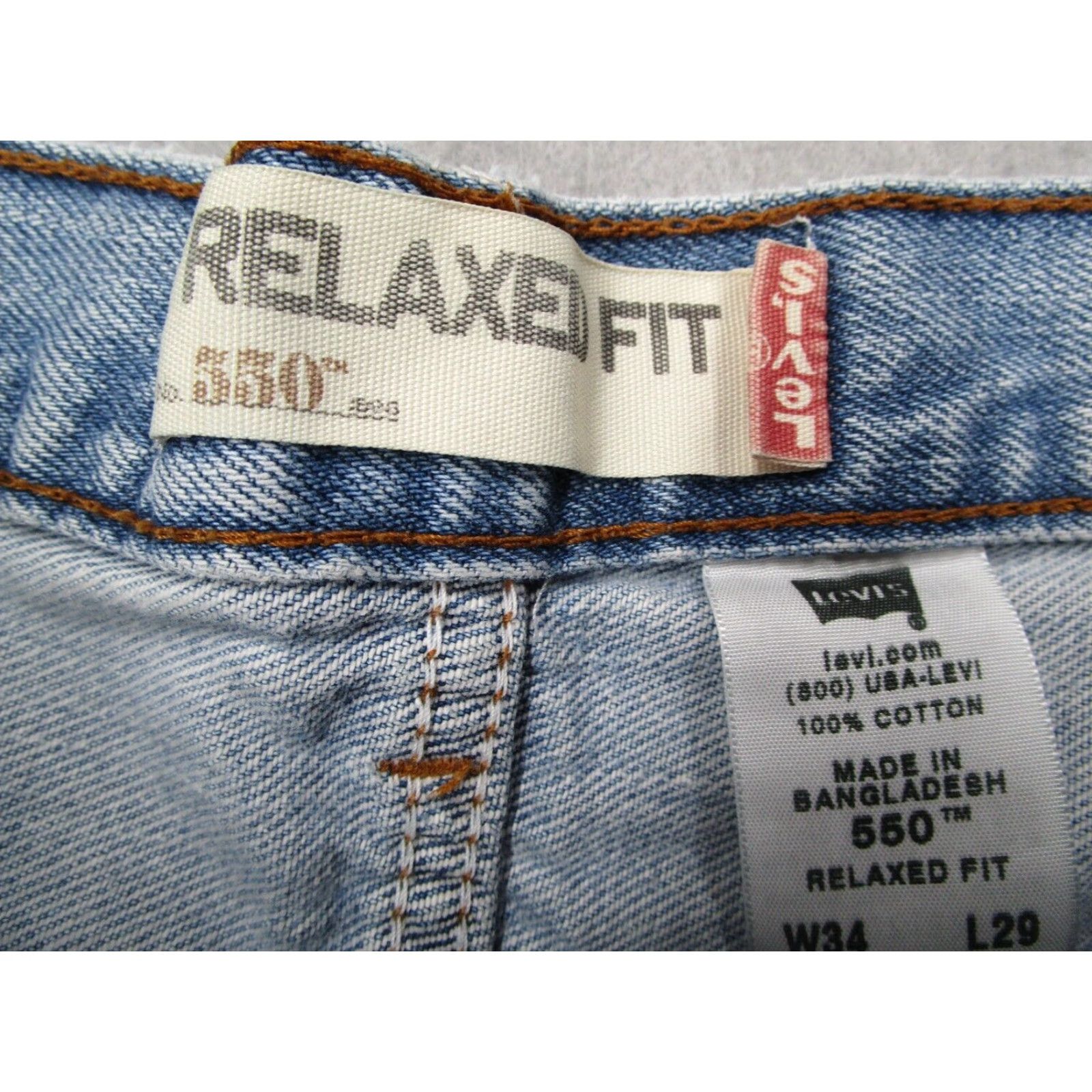 Levi's Levis Jeans Mens 34 Blue 550 Relaxed Medium Wash Denim Made in Mexico 34x29* Size US 34 / EU 50 - 3 Thumbnail