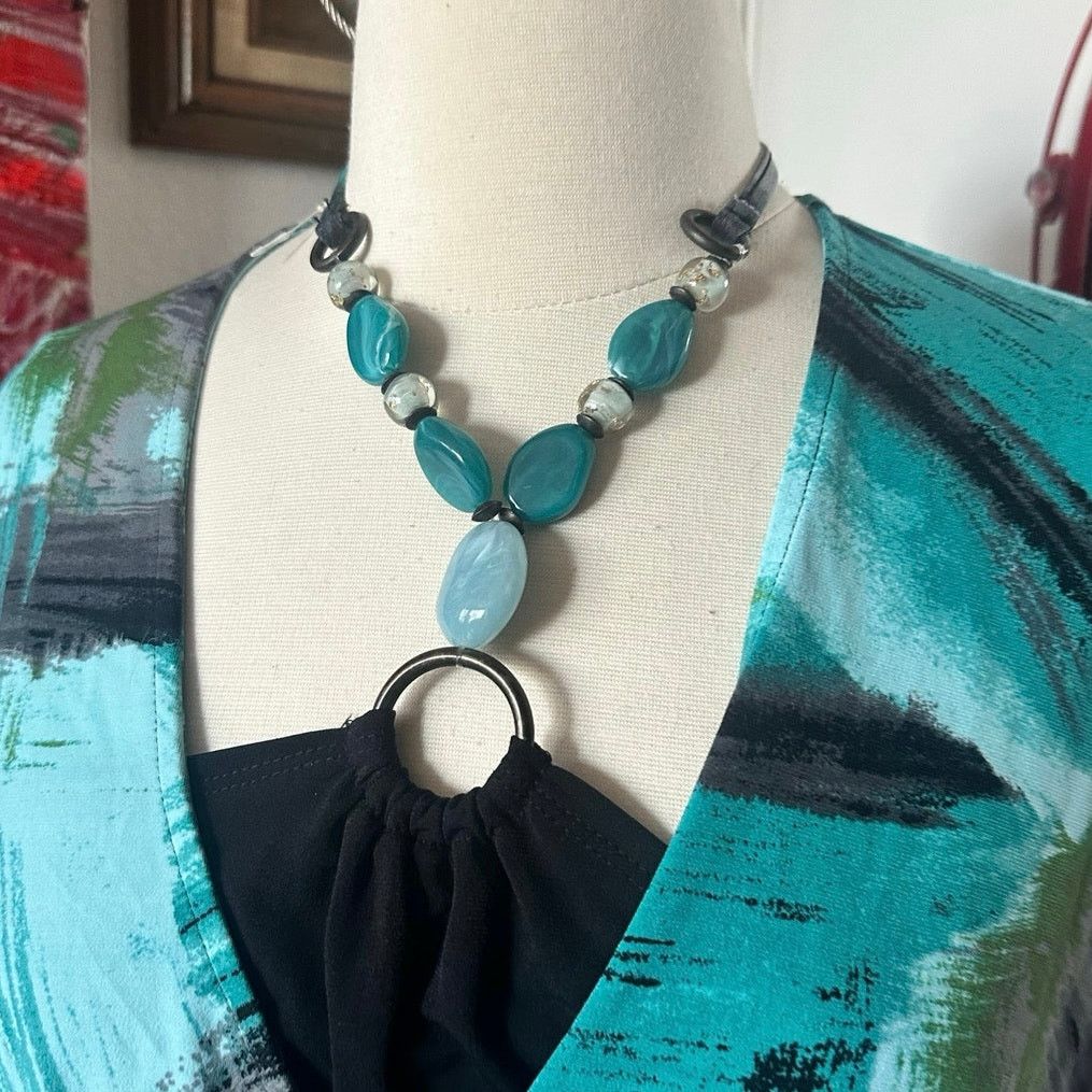 Apt. 9 apt 9 stone halter blue black babydoll blouse shirt Size S / US 4 / IT 40 - 2 Thumbnail