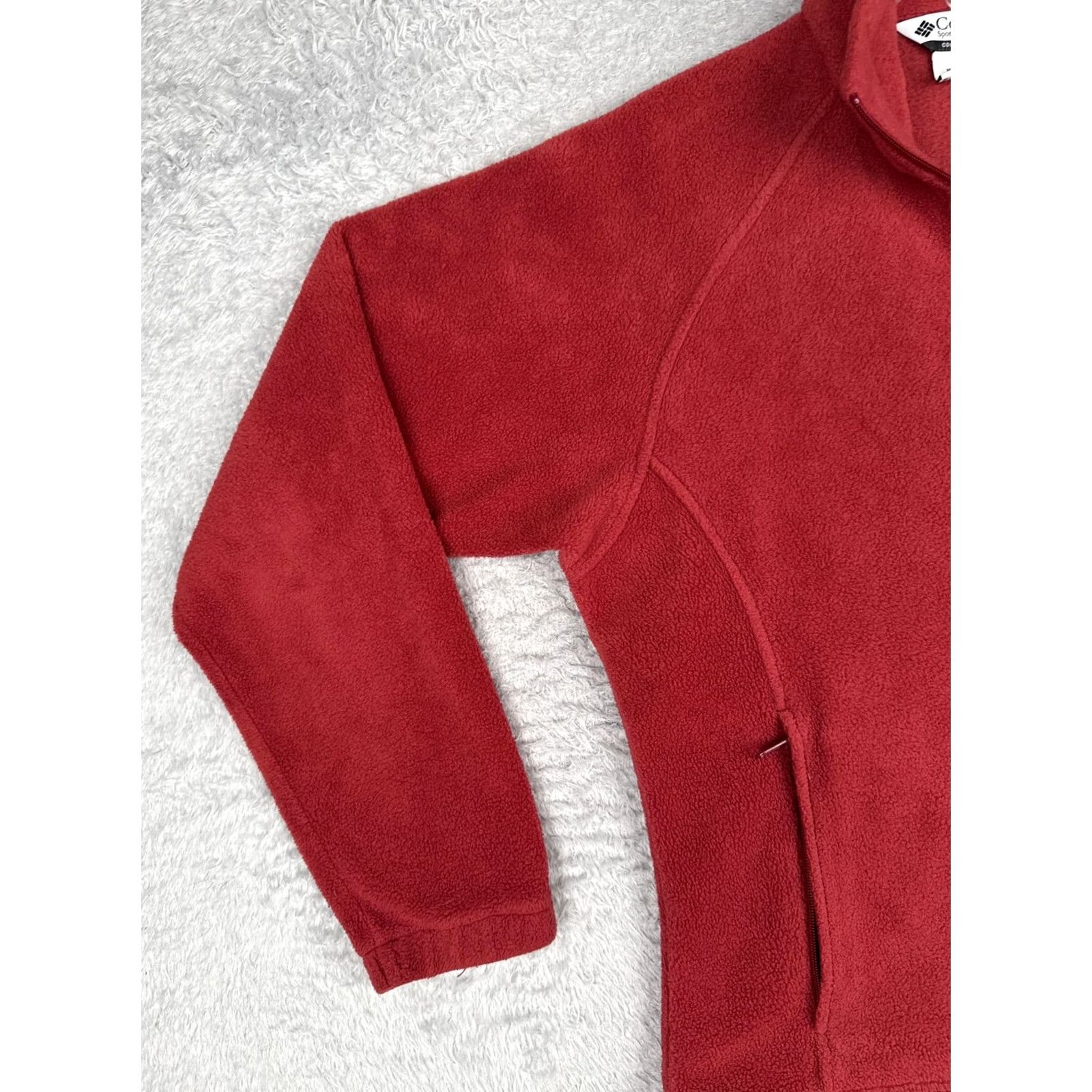 Vintage Columbia Jacket Womens M Red Fleece Full Zip Pockets Outdoor Hiking Warm Size M / US 6-8 / IT 42-44 - 3 Thumbnail