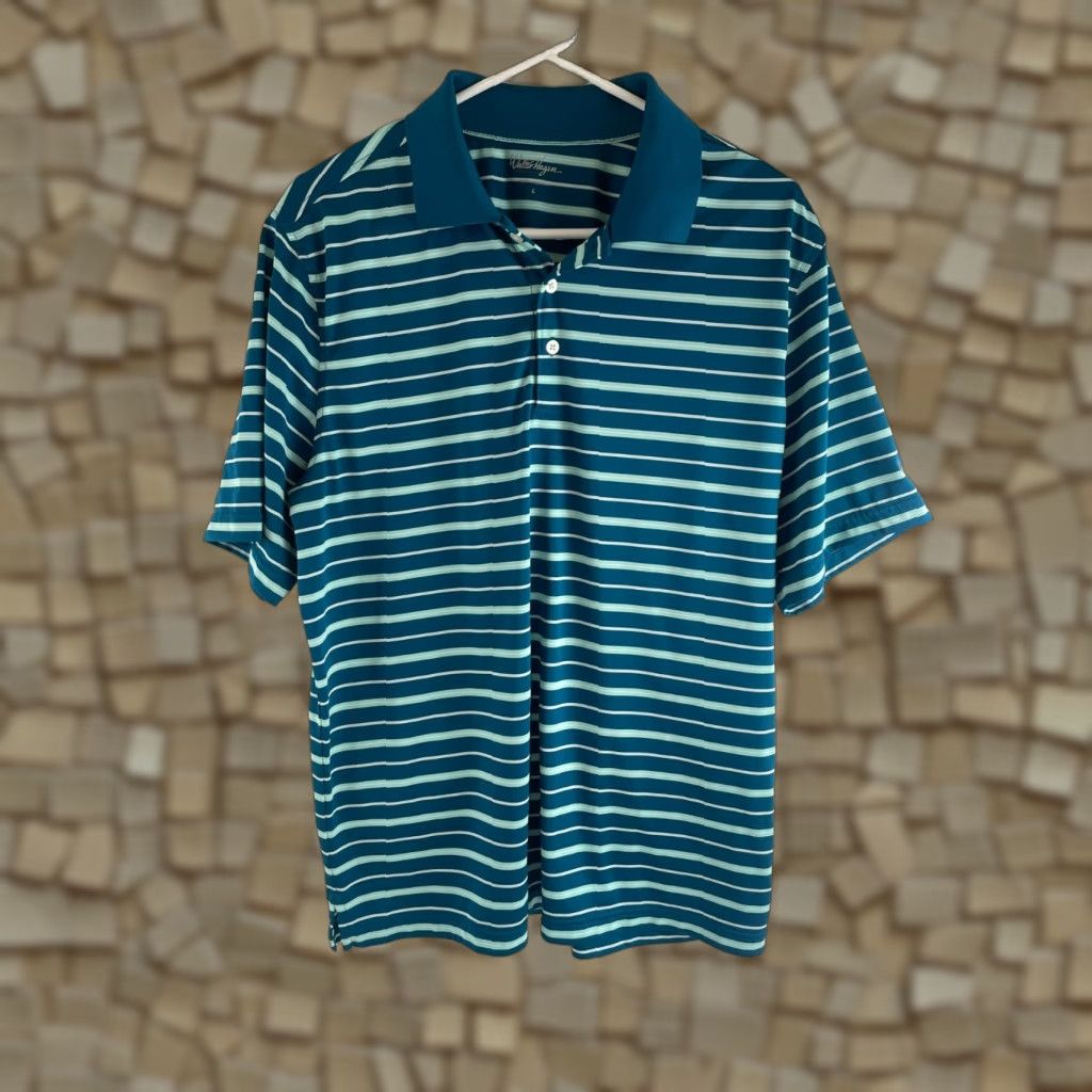 Vintage Walter Hagen Polo Shirt Men L Turquoise Teal Golf Striped Short Slv Polo Size US L / EU 52-54 / 3 - 1 Thumbnail