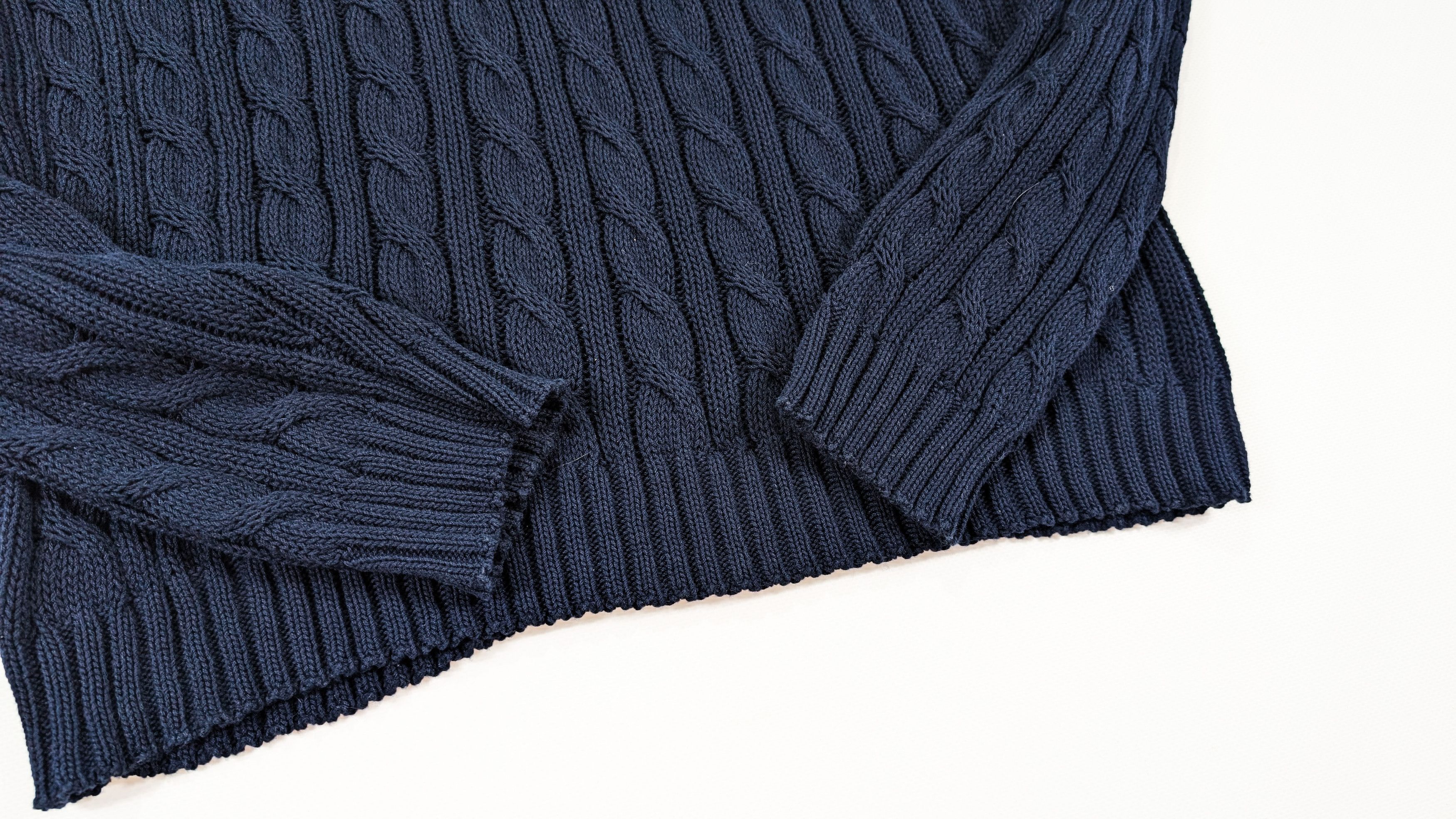 Prada Prada Black Tab Cable Knit V-Neck Cotton Pullover Size 52 Size US L / EU 52-54 / 3 - 6 Thumbnail