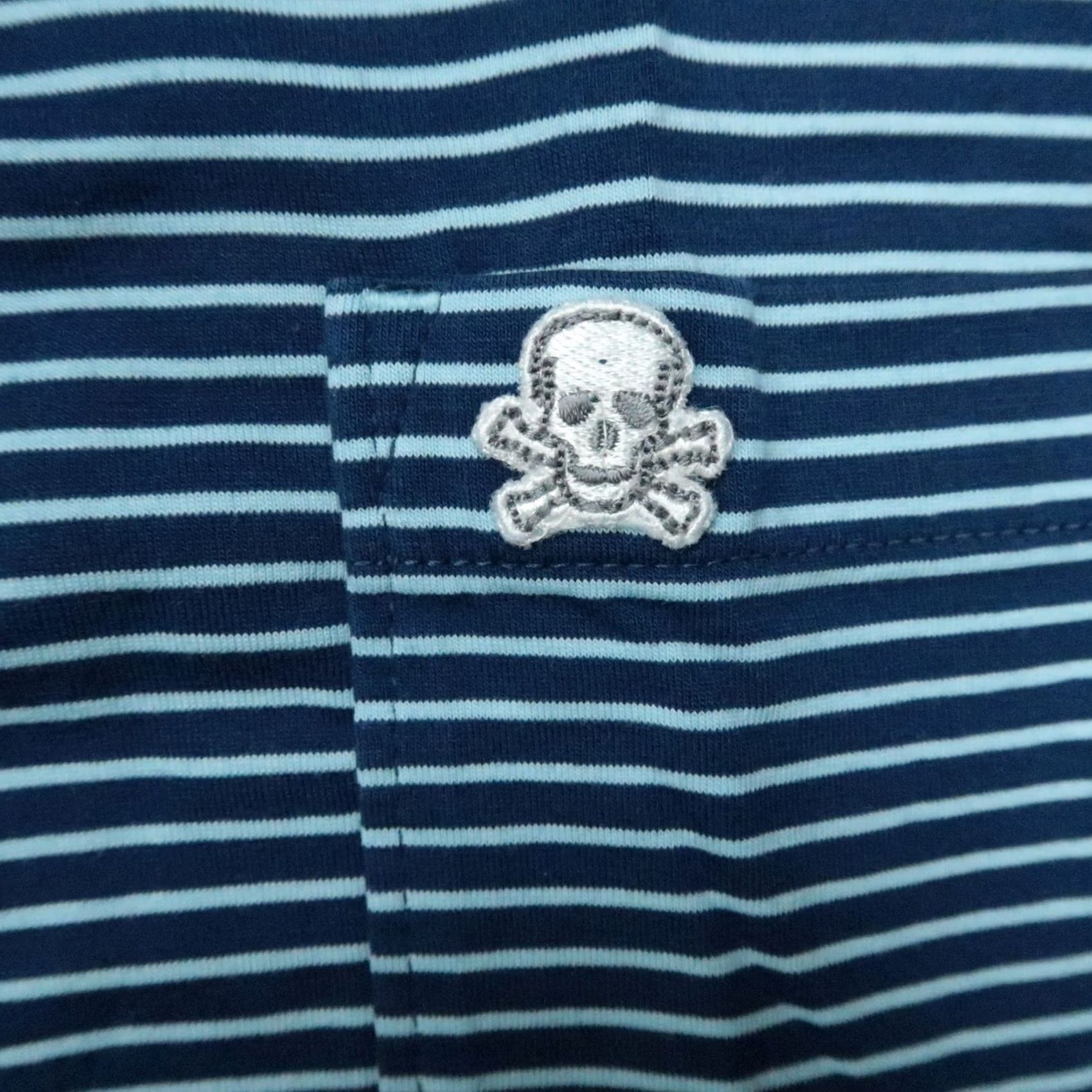 Vintage Stitch Polo Shirt Mens Large Blue Stripe Polo Short Sleeve Skull Crossbones Size US L / EU 52-54 / 3 - 4 Thumbnail