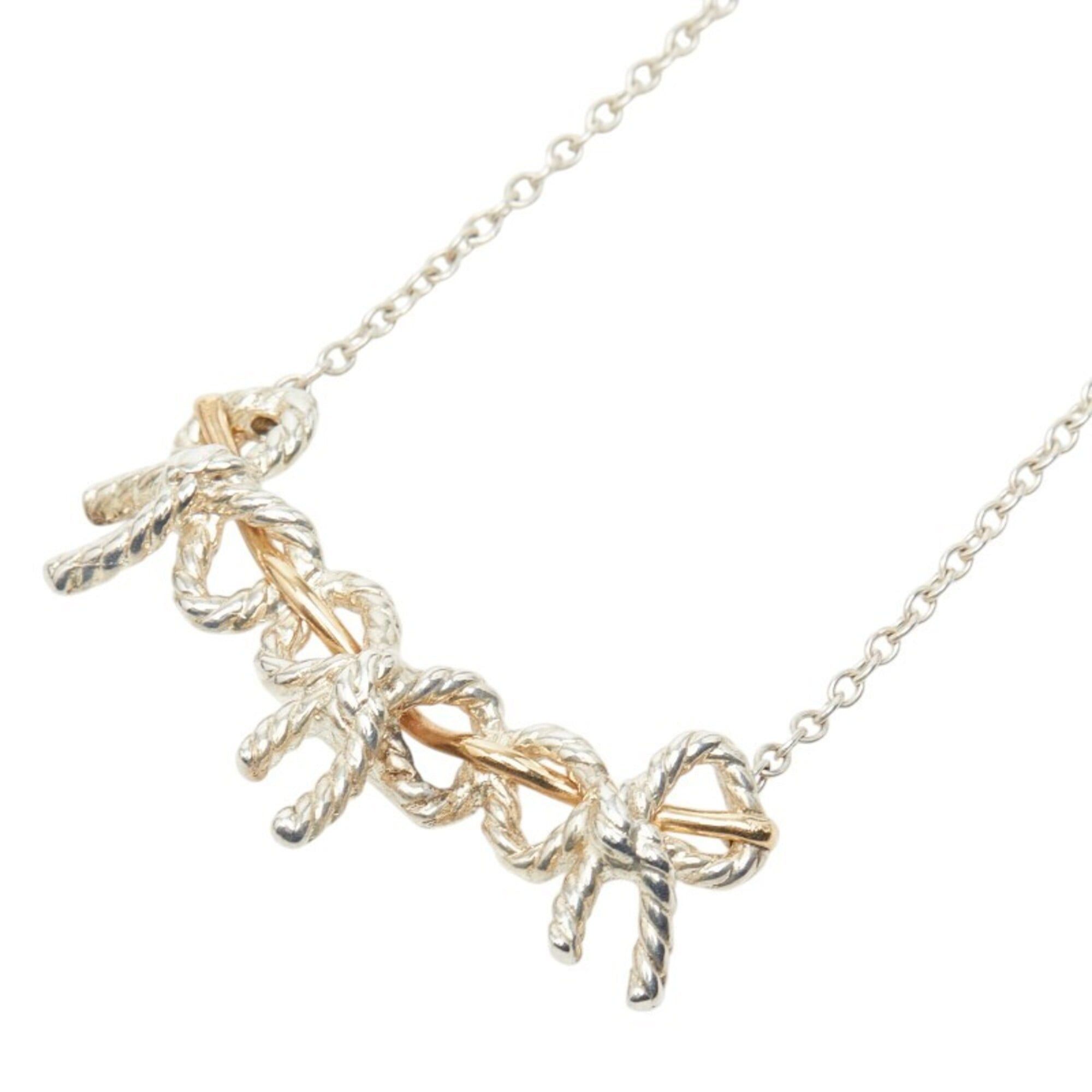 Tiffany & Co. Tiffany & Co. Triple Ribbon Necklace, Silver and Gold Combination (SV925), Women's. Size ONE SIZE - 1 Thumbnail