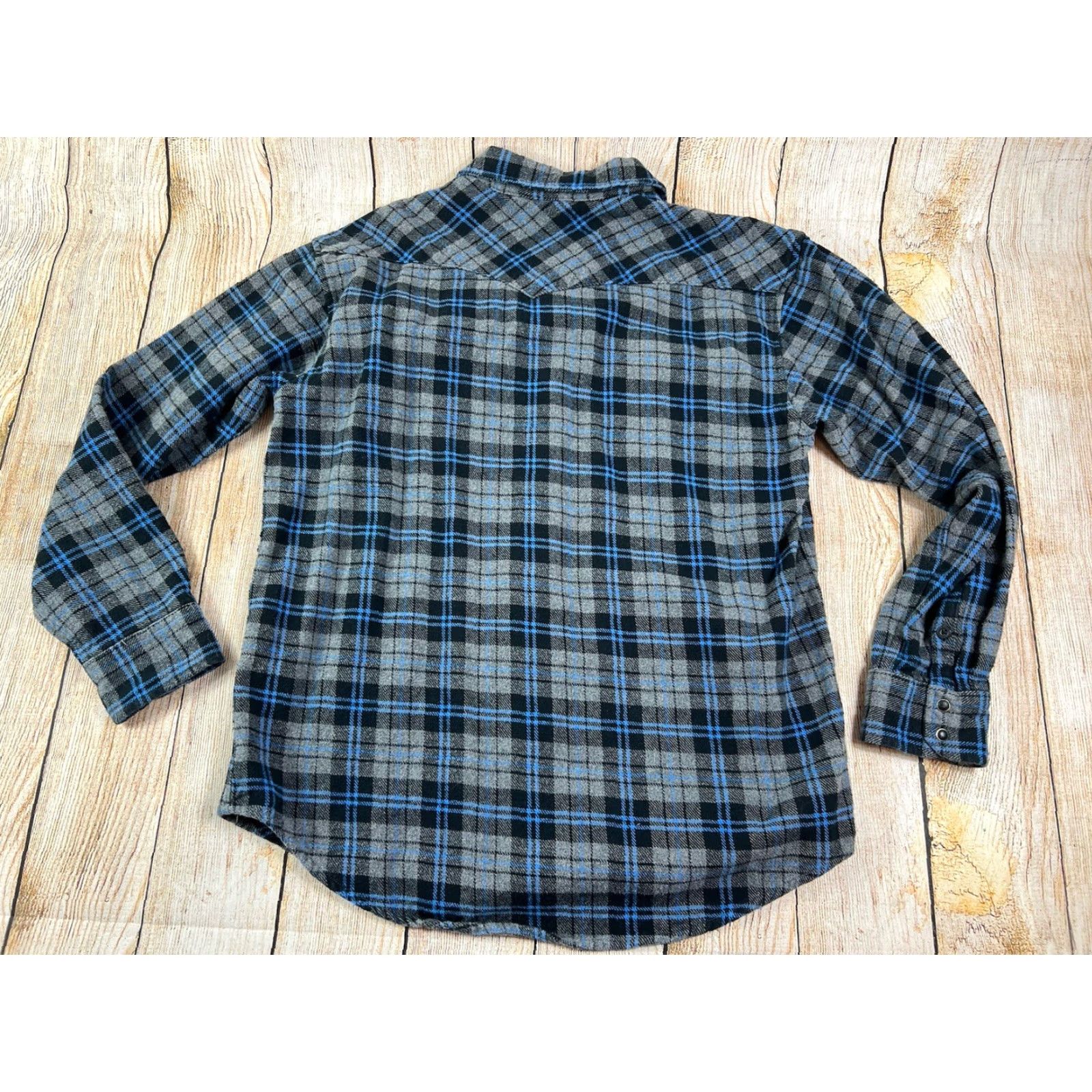 Vintage VINTAGE Noble Outfitters Plaid Flannel Blue Black Large Western Snap Shirt Mens L Long Sleeve Button-Up Western Pattern Embroidered Accents Size US L / EU 52-54 / 3 - 2 Thumbnail