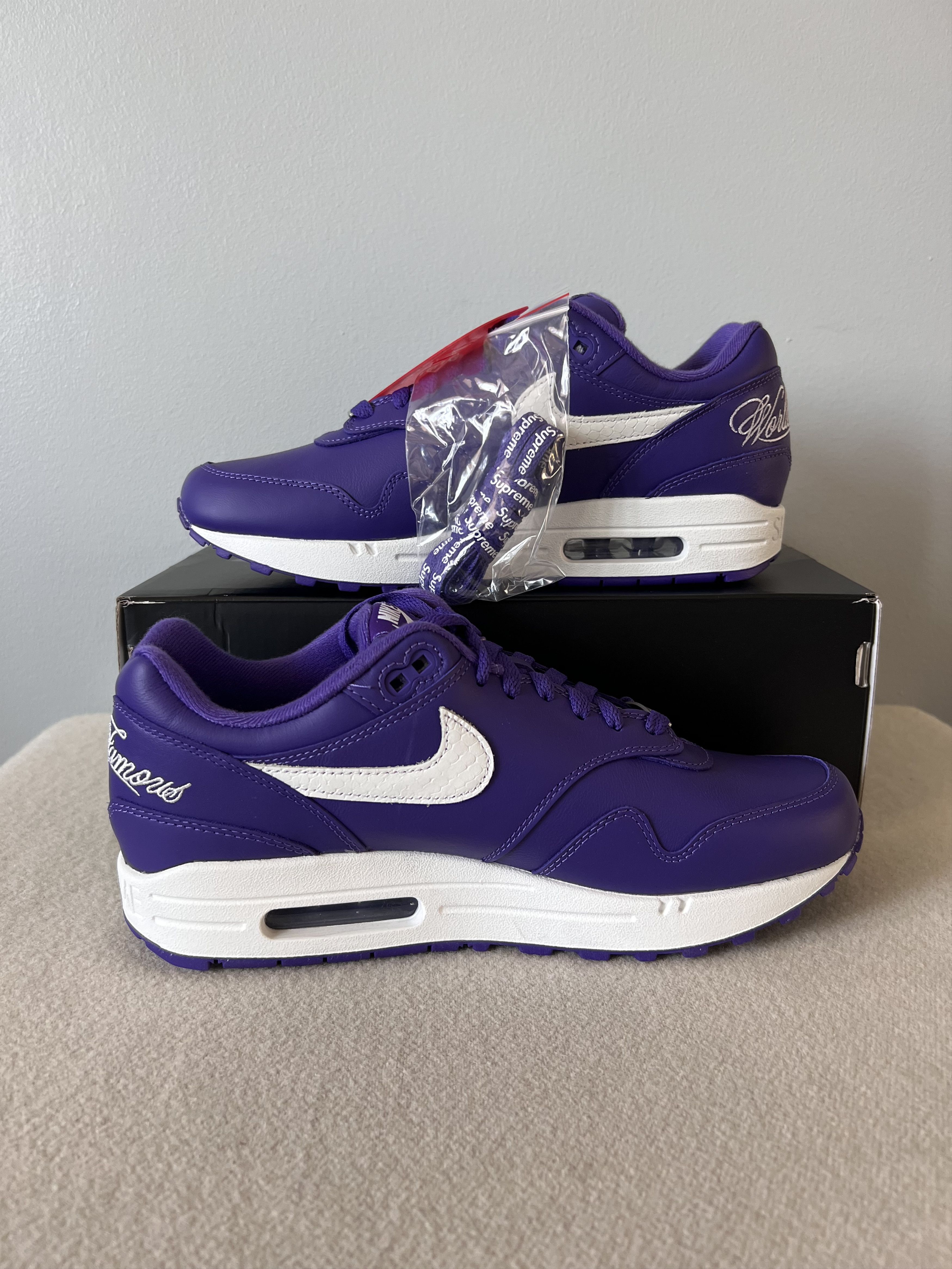 Nike × Supreme Supreme Nike Air Max 1 '87 SP in Purple Size US 8 / EU 41 - 3 Thumbnail