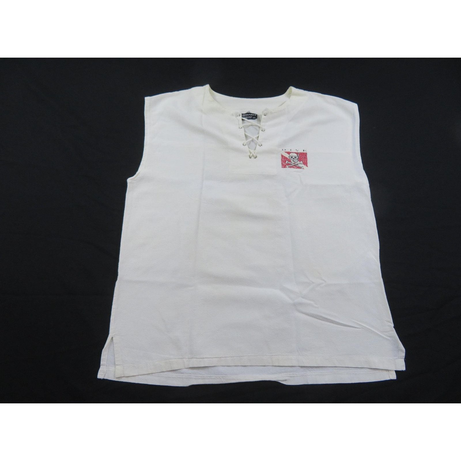 Other Skull Crossbones Pirate Sleeveless Shirt White 2XL 1990s Size US XL / EU 56 / 4 - 2 Thumbnail