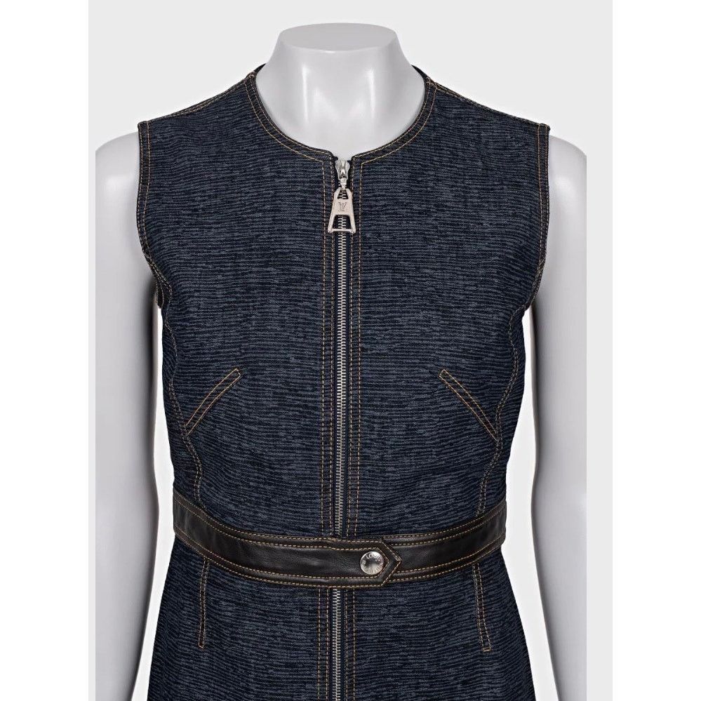 Louis Vuitton Louis Vuitton Denim Dress with Chic Leather Trim Sz XS Size XS / US 0-2 / IT 36-38 - 3 Thumbnail