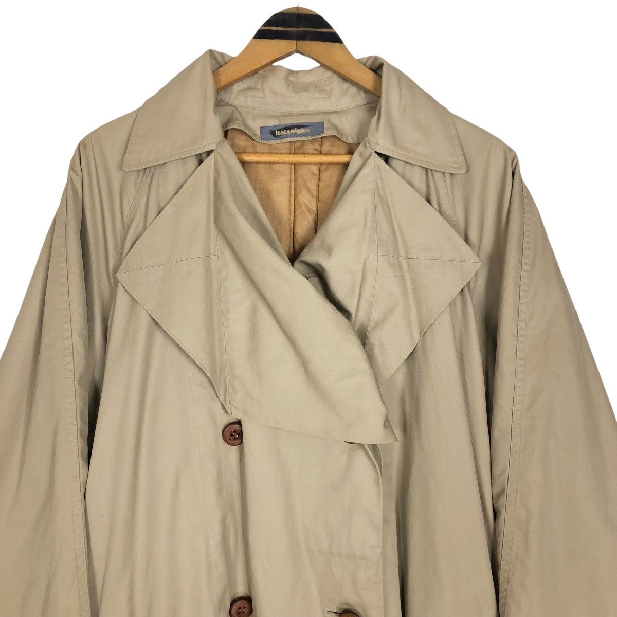 Issey Miyake Vintage 80s Issey Miyake Wide Collar Trench Coat Size US L / EU 52-54 / 3 - 3 Thumbnail