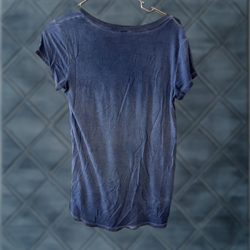 Vintage Cable & Gauge Shirt Women's Small Blue Short Sleeve V-Neck Pocket Stretch Shirt Size S / US 4 / IT 40 - 1 Thumbnail