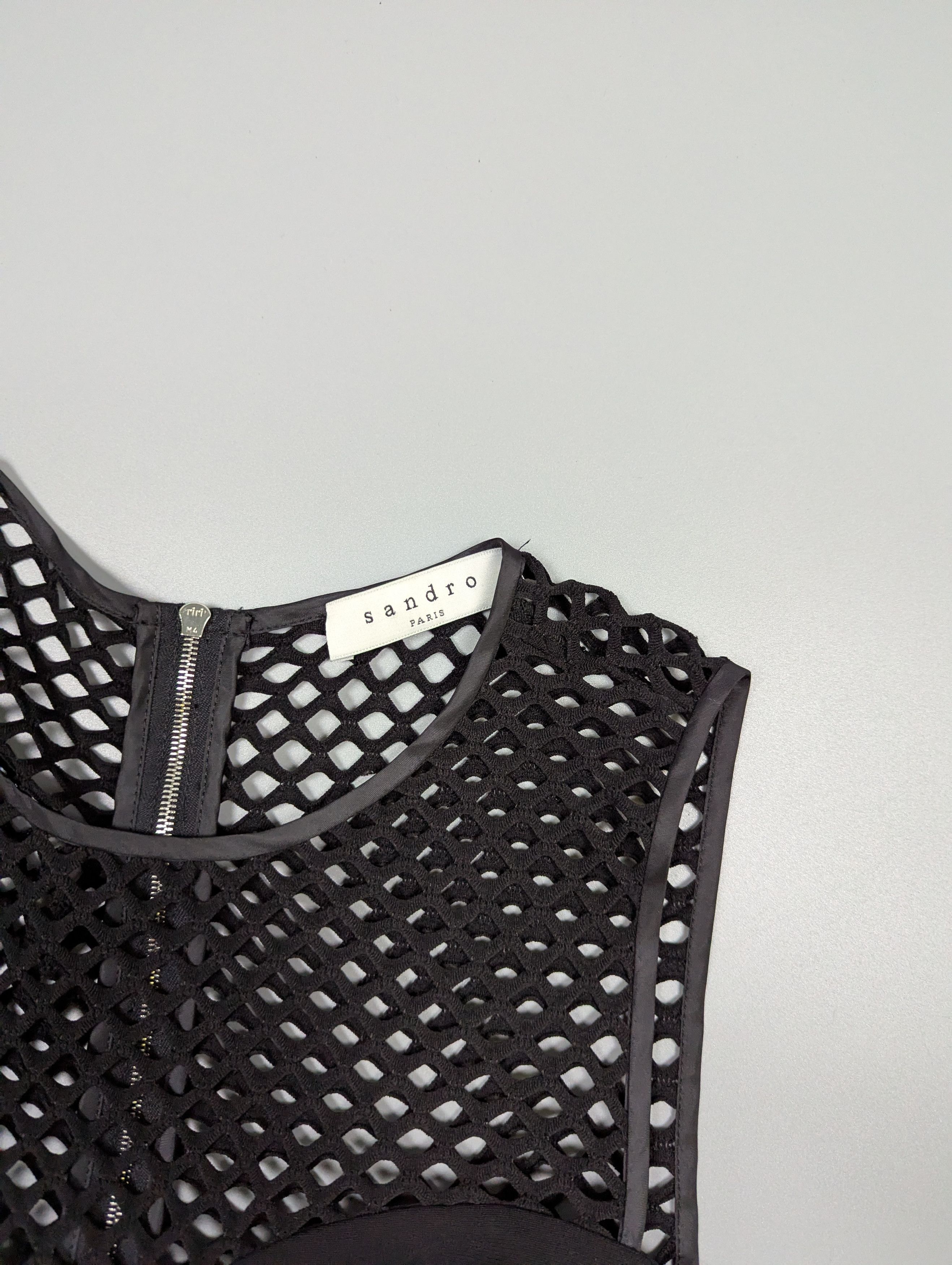Sandro SANDRO Paris Women’s Black Mesh Cut Out Luxury Mini Dress Size S / US 4 / IT 40 - 5 Thumbnail