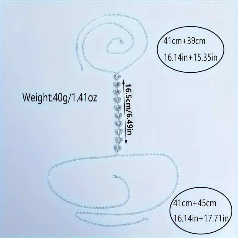 Other Sexy Rhinestone Heart Body Chain Necklace Bling Lingerie Size ONE SIZE - 8 Thumbnail
