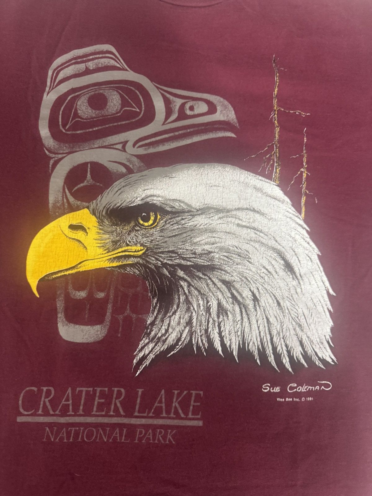 Jerzees Vintage 1991 Crater Lake National Park Eagle Tee 🦅 Size US L / EU 52-54 / 3 - 2 Thumbnail