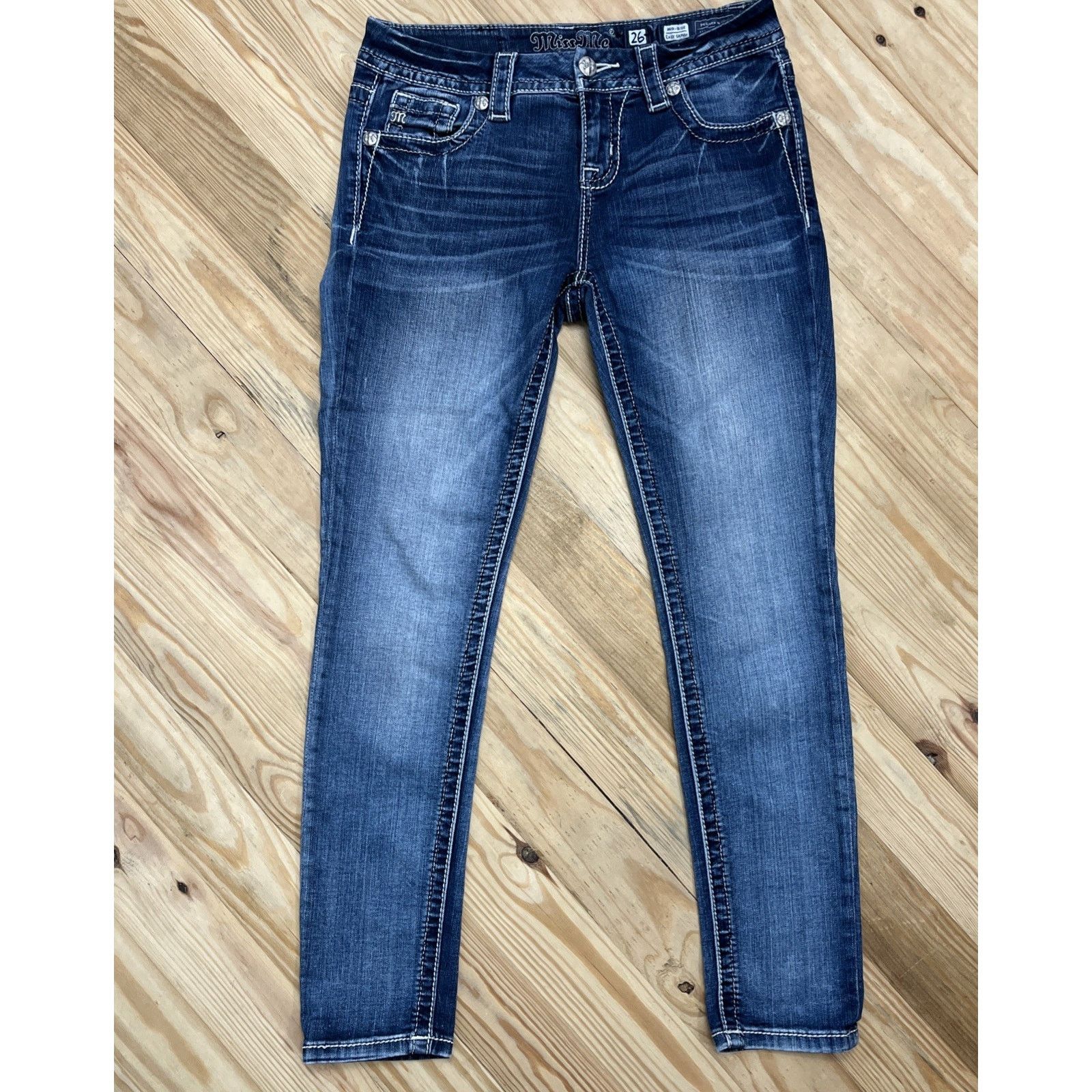 Miss Me Miss Me Women’s Leather Shadow Wings Skinny Jeans Size 26 Size 26" / US 2 / IT 38 - 1 Thumbnail