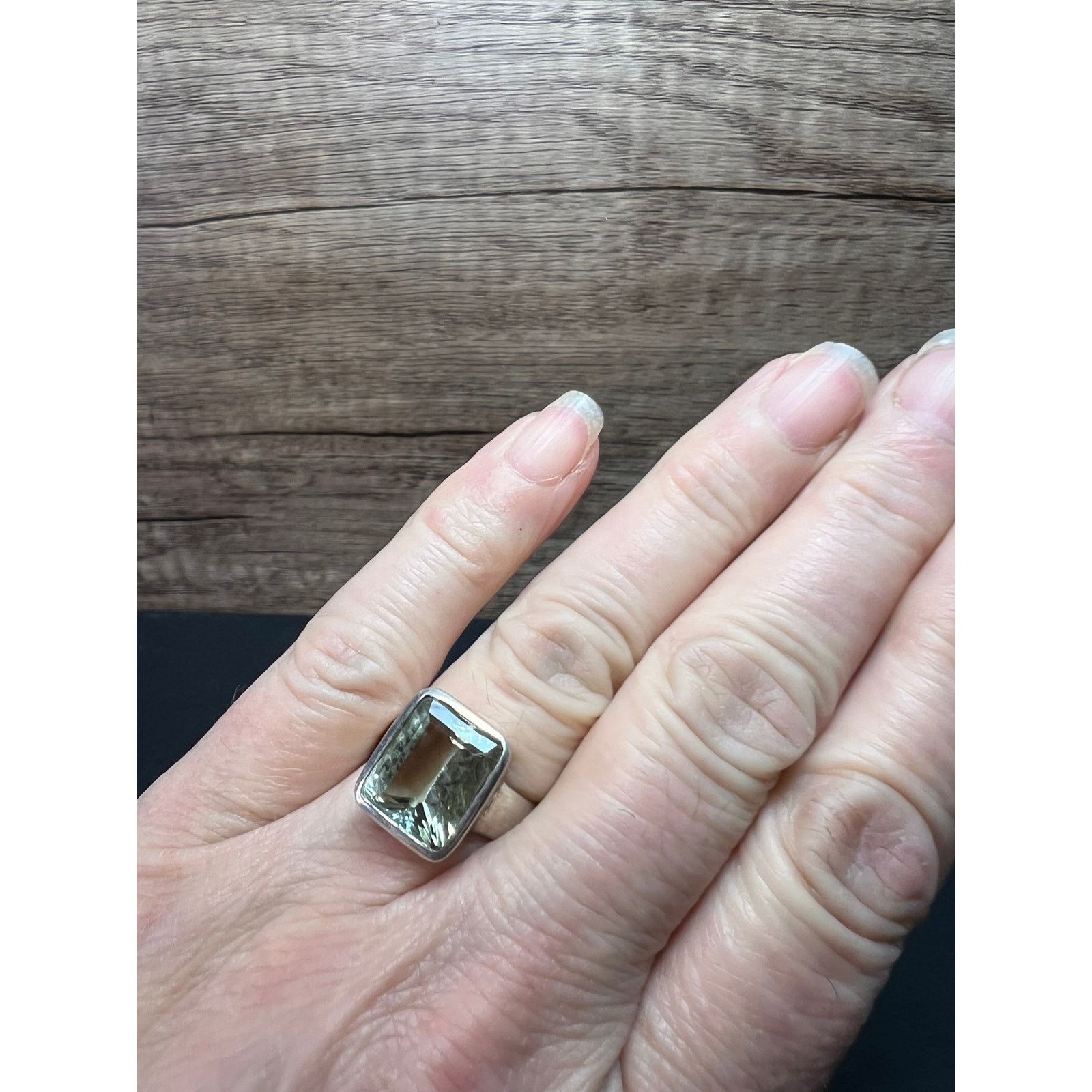Other NEW Prasiolite Sterling silver ring 6.87 grams Size ONE SIZE - 5 Thumbnail