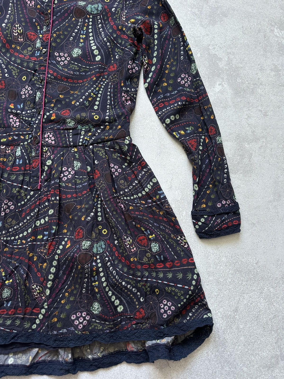 Zadig & Voltaire Zadig & Voltaire Floral Skull Print Long Sleeve Skater Dress Size M / US 6-8 / IT 42-44 - 17 Thumbnail