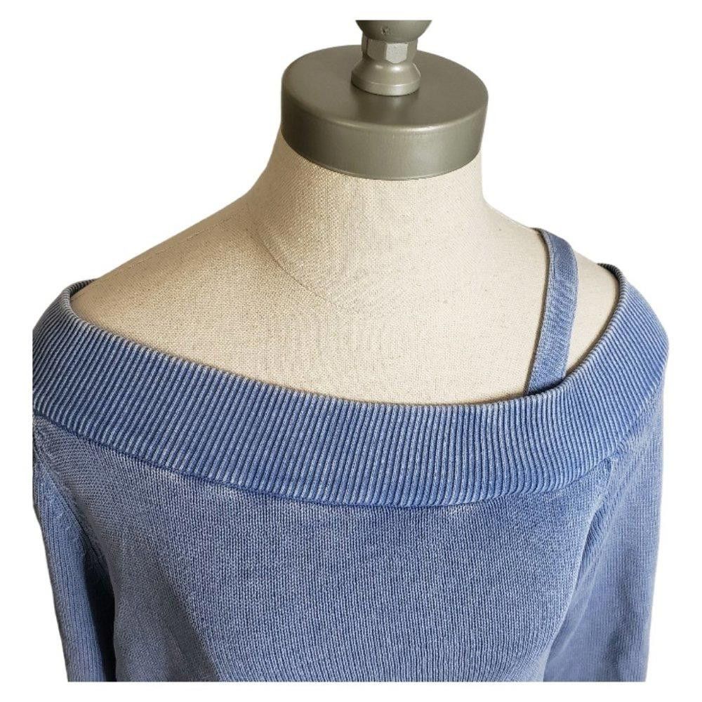 Designer CT874 Calvin Klein Blue Faded Long Sleeve Sweater M Size M / US 6-8 / IT 42-44 - 2 Thumbnail