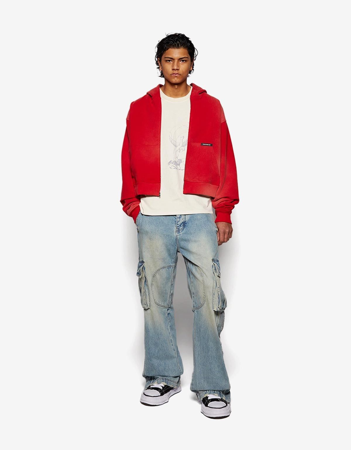 Nahmias Nahmias Red Sunfade Boxy Zip-Up Hoodie Size US XS / EU 42 / 0 - 5 Thumbnail
