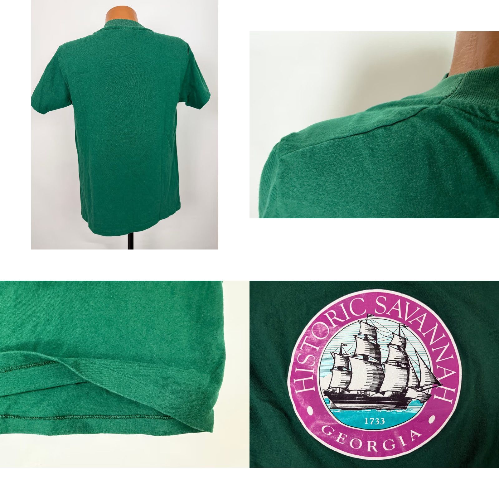 Hanes Vintage Hanes Savannah Georgia T-Shirt Adult Medium Green 90s Crew Neck Short Sleeve Graphic Print USA Men’s T-Shirt Size US M / EU 48-50 / 2 - 8 Thumbnail