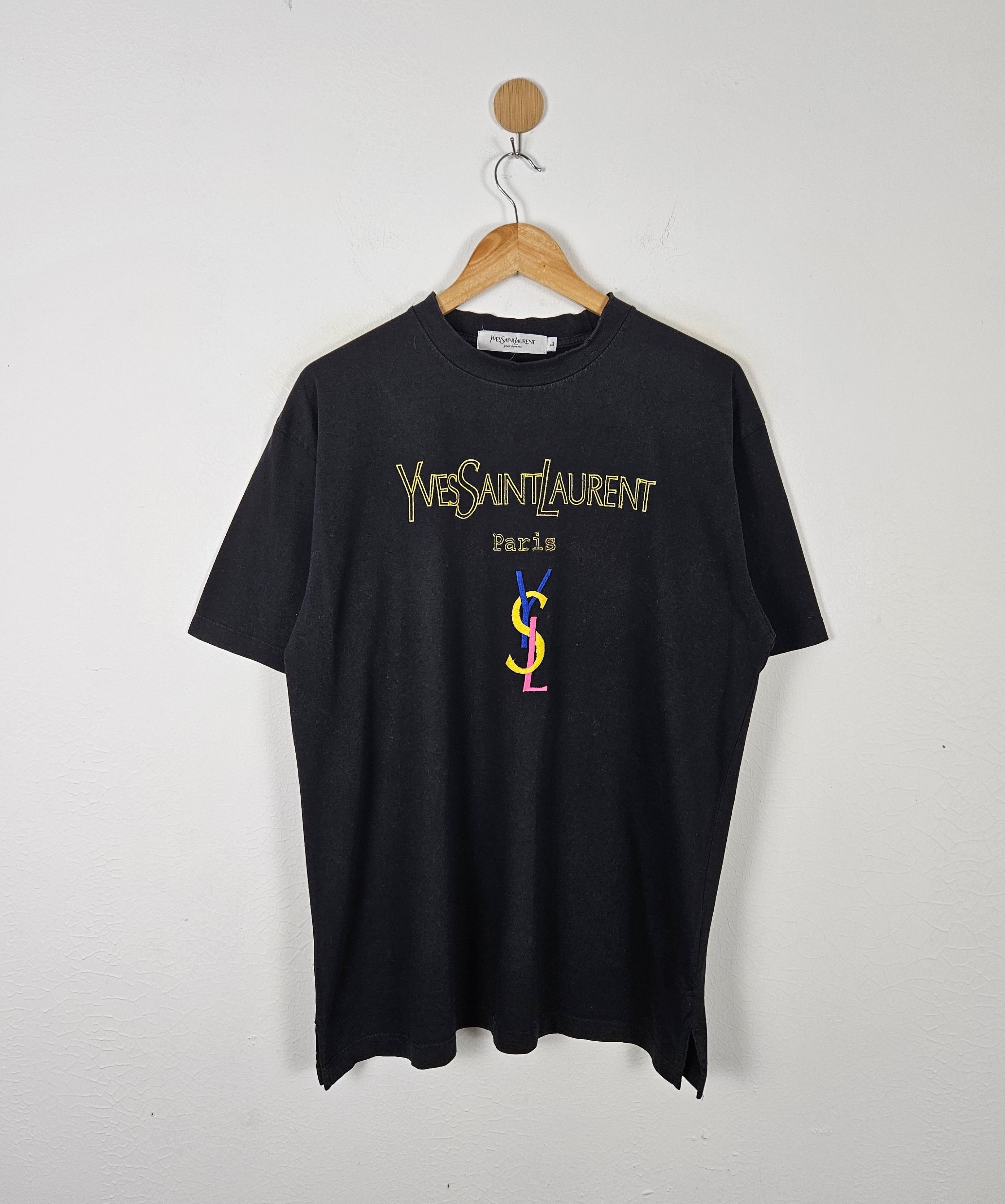 Yves saint Lauren YSL Pour Homme Embroidery Colorblock Shirt