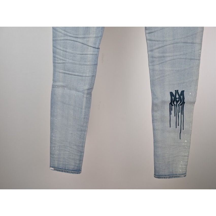 Amiri o1rshd1 MA Drip Skinny Denim Jeans in Light Indigo 32 Size US 32 / EU 48 - 15 Thumbnail