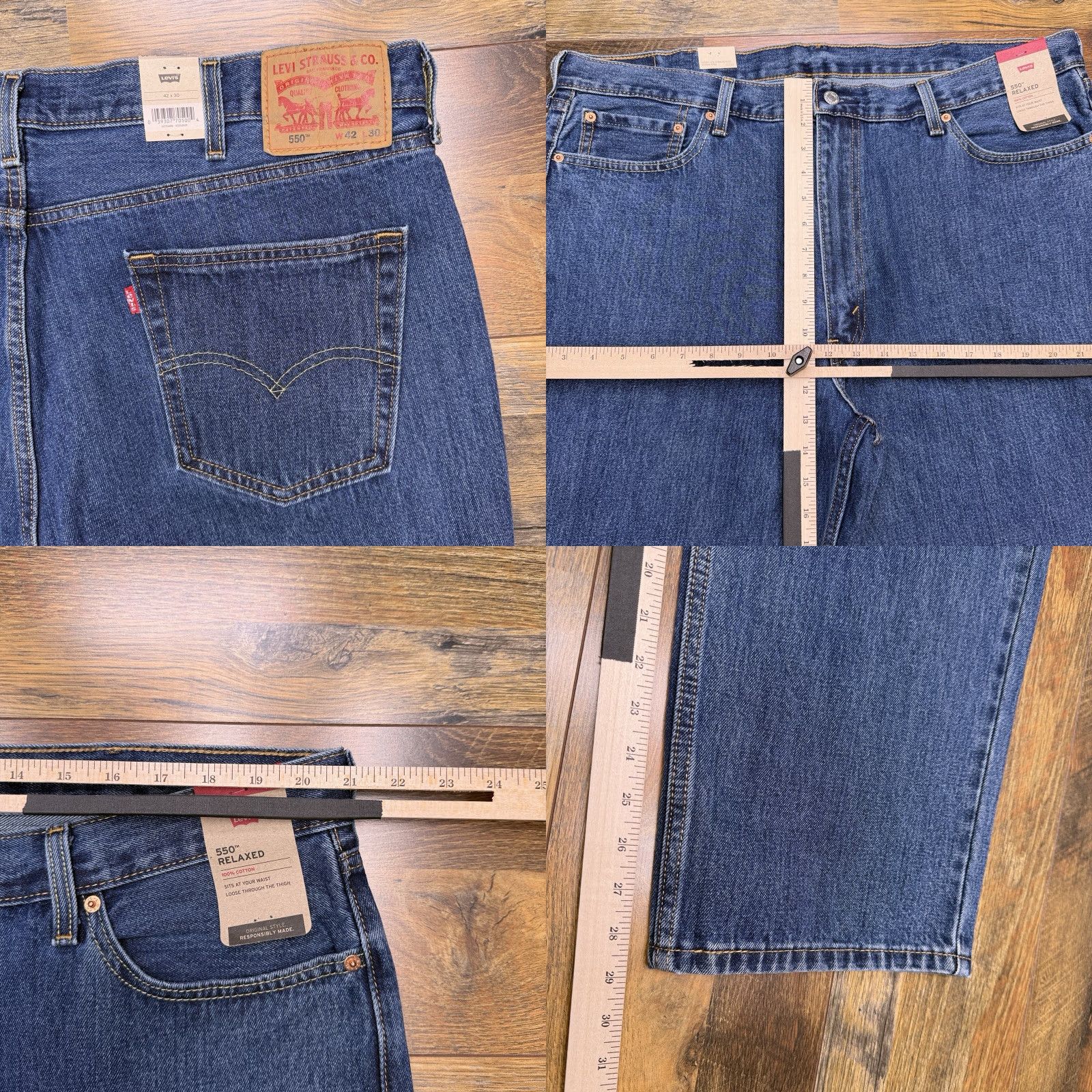 Levi's Levi's 550 Jeans Mens Regular 40x32 Relaxed Tapered High Rise Denim Blue 5-Pocket Machine Washable Belt Loops Jeans Men Size US 40 / EU 56 - 9 Thumbnail