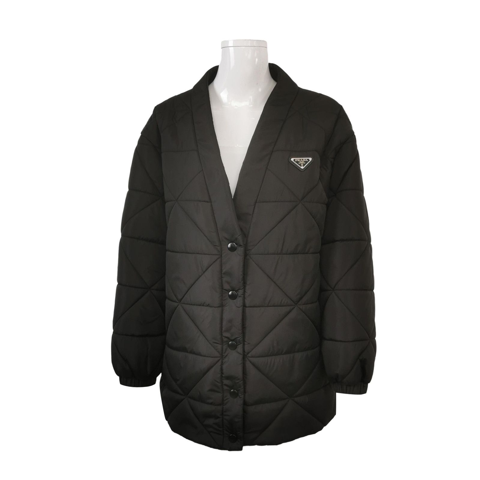 Prada Prada Quilted V-Neck Long Sleeve Cotton Jacket 0079 Size US L / EU 52-54 / 3 - 1 Thumbnail