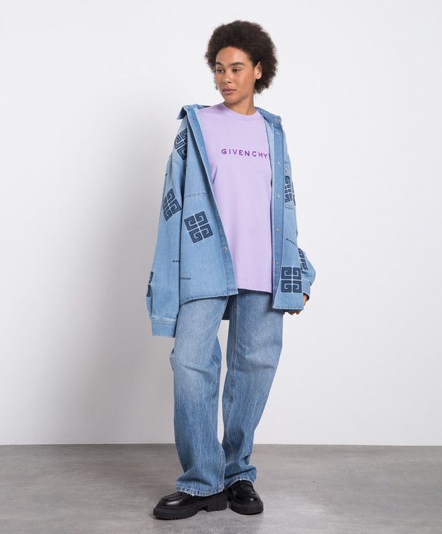 o1srvl11e0724 T-Shirt With Textured Logo in Purple