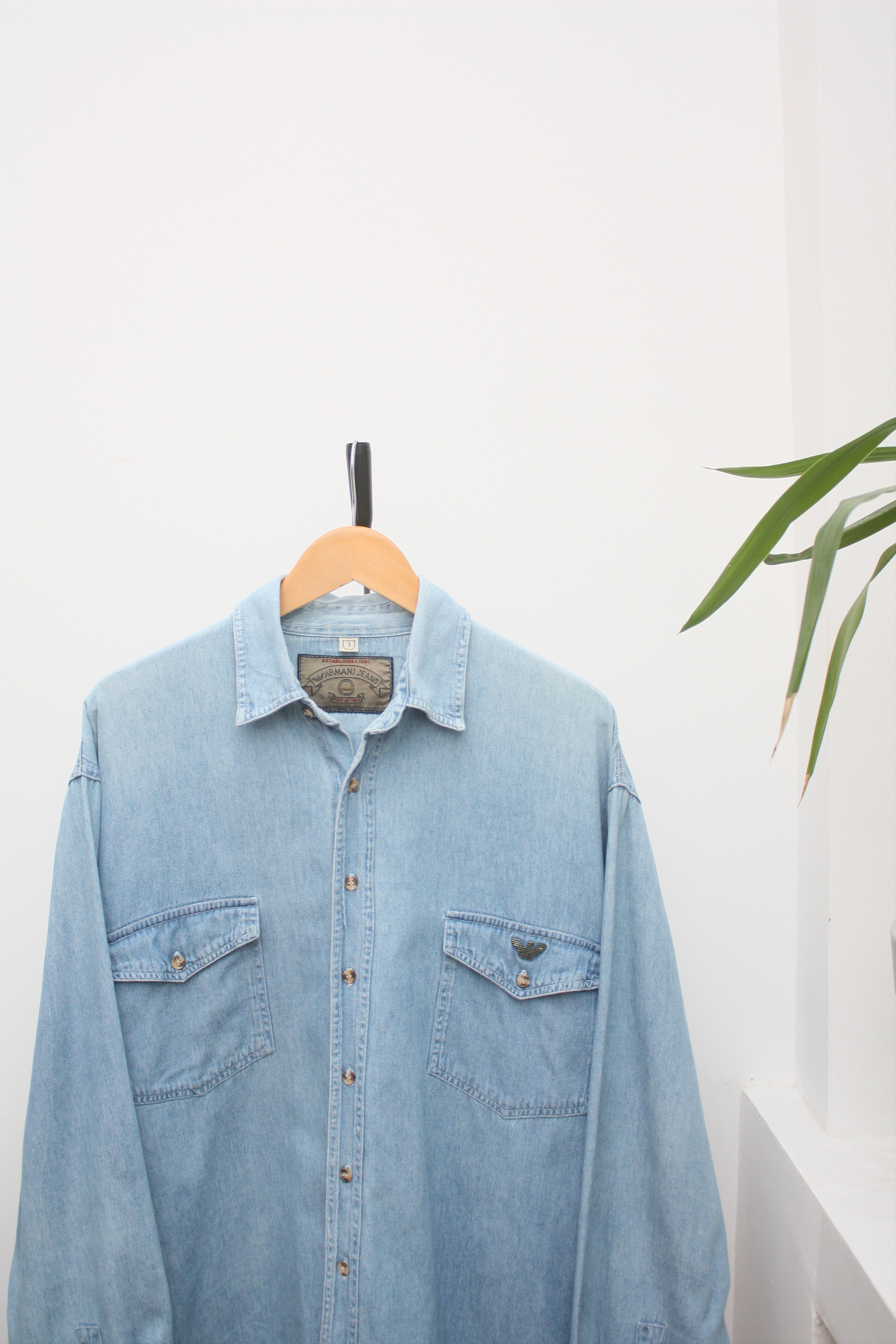 Armani Jeans Blue Vintage Denim Shirt L