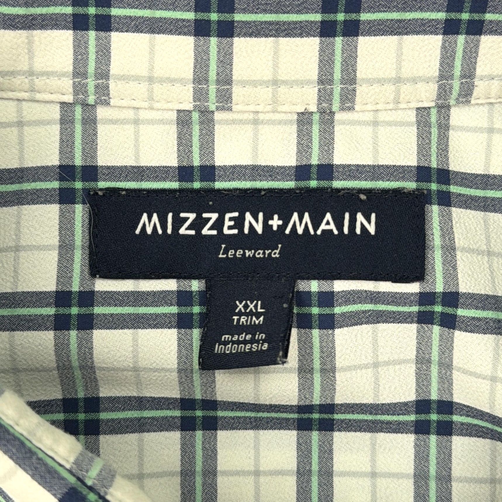 Mizzen+Main Mizzen+Main Shirt Mens 2XL White Green Blue Plaid Leeward Trim Fit Button Down Size US XXL / EU 58 / 5 - 3 Thumbnail