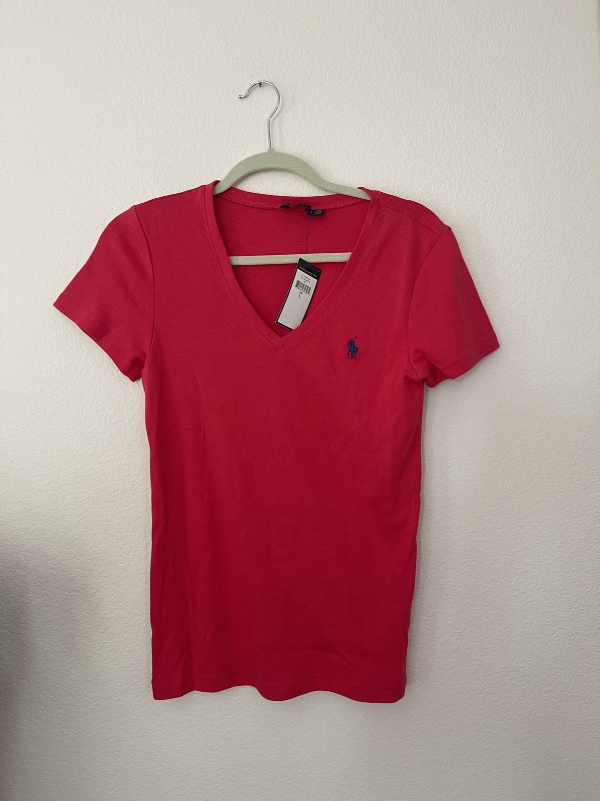 Polo Ralph Lauren NWT polo Ralph women’s V tee in cotton size L color in red Size L / US 10 / IT 46 - 1 Thumbnail