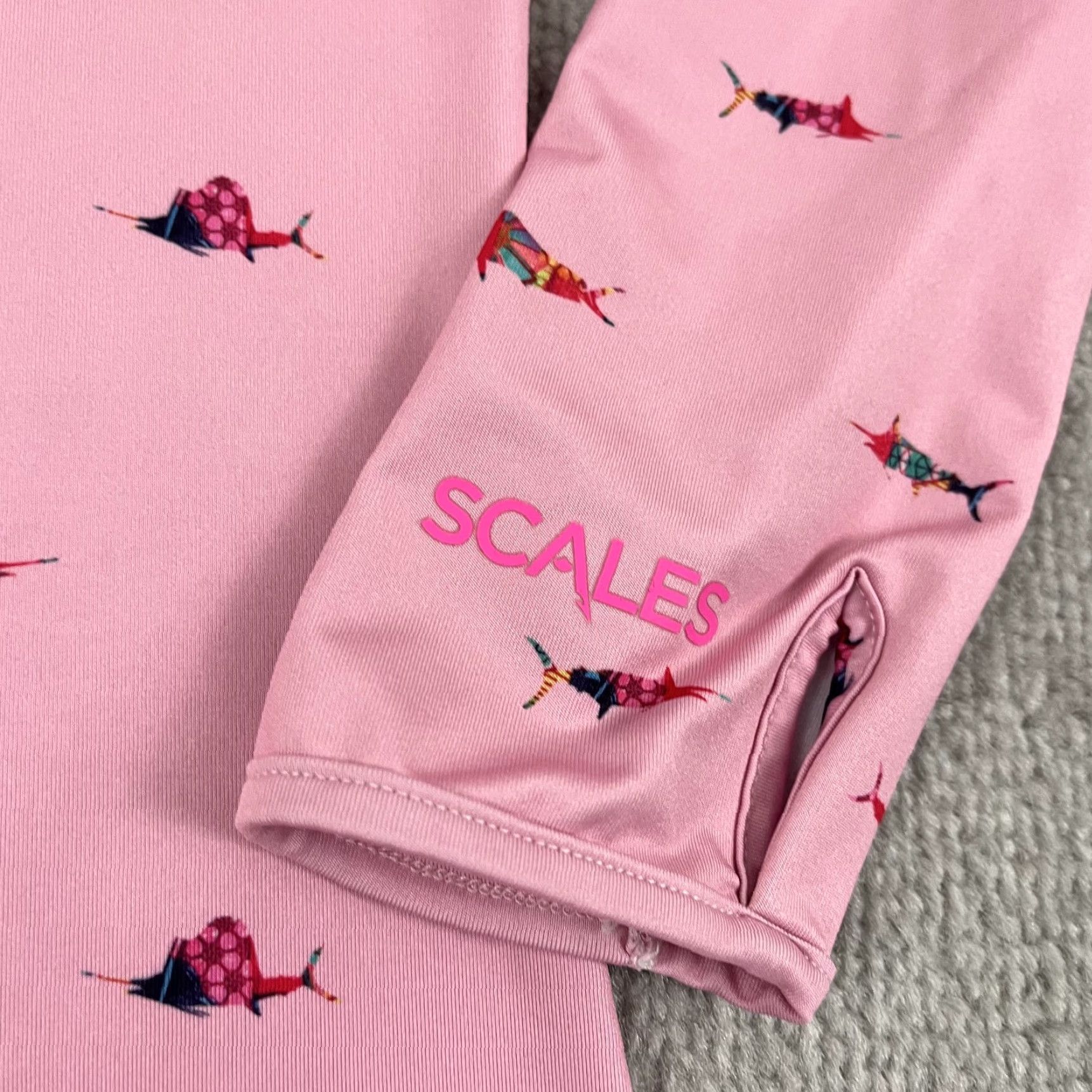 Vintage Scales Pullover Jacket Large Pink Trippy Fish Quarter Zip Fishing Stretch Breathable Hooded Lightweight Athletic Womens Size L / US 10 / IT 46 - 4 Thumbnail
