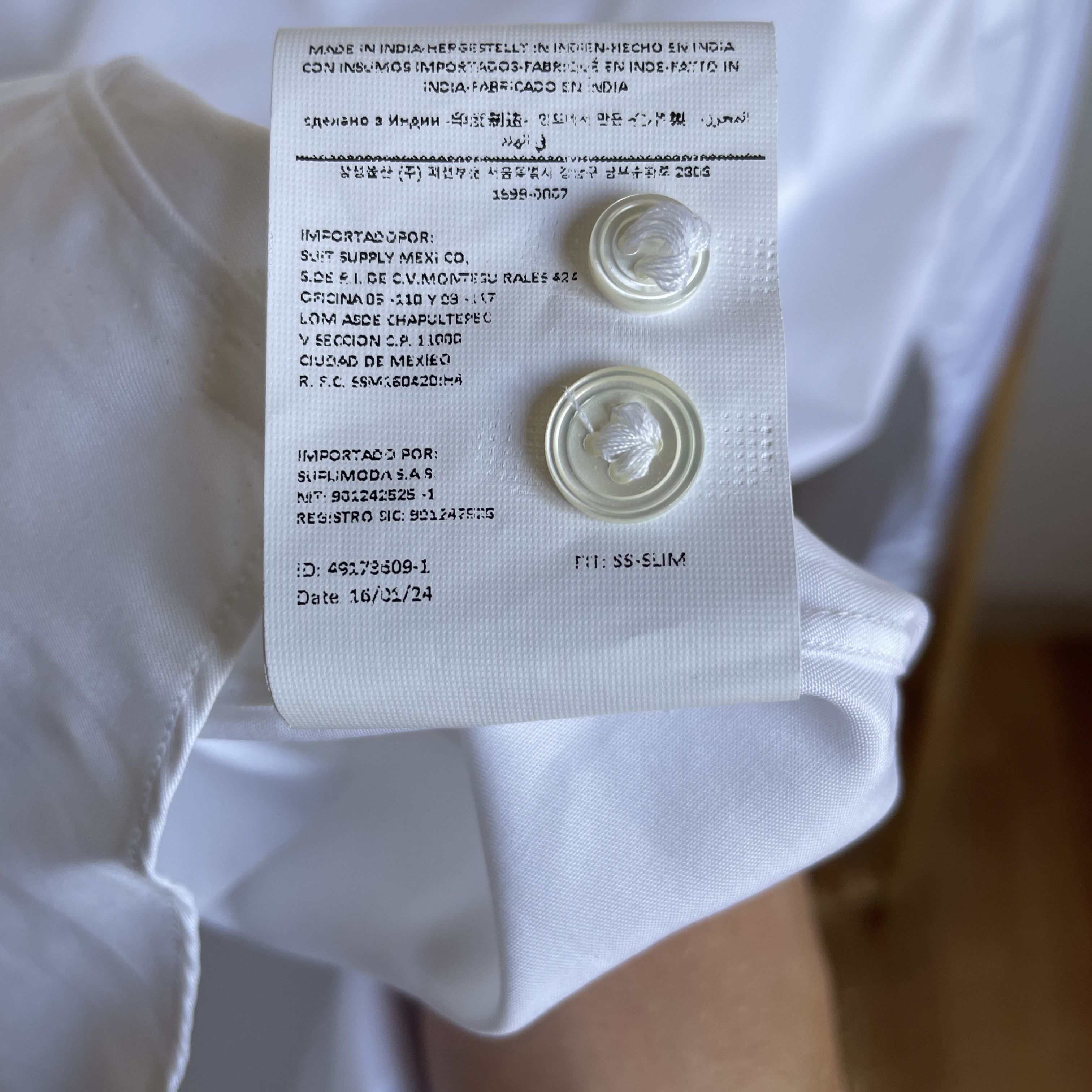 Suitsupply Suitsupply Cufflinks Slim Fit White Dress Shirt Size 46R - 10 Thumbnail