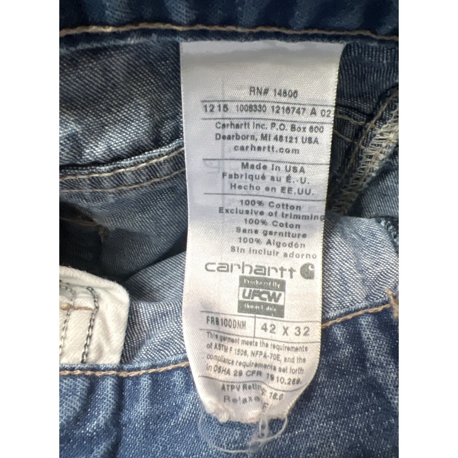 Carhartt Carhartt Flame Resistant Jeans Men 42x32 Denim Cotton USA Logo Straight 5-Pocket Size US 42 / EU 58 - 5 Thumbnail