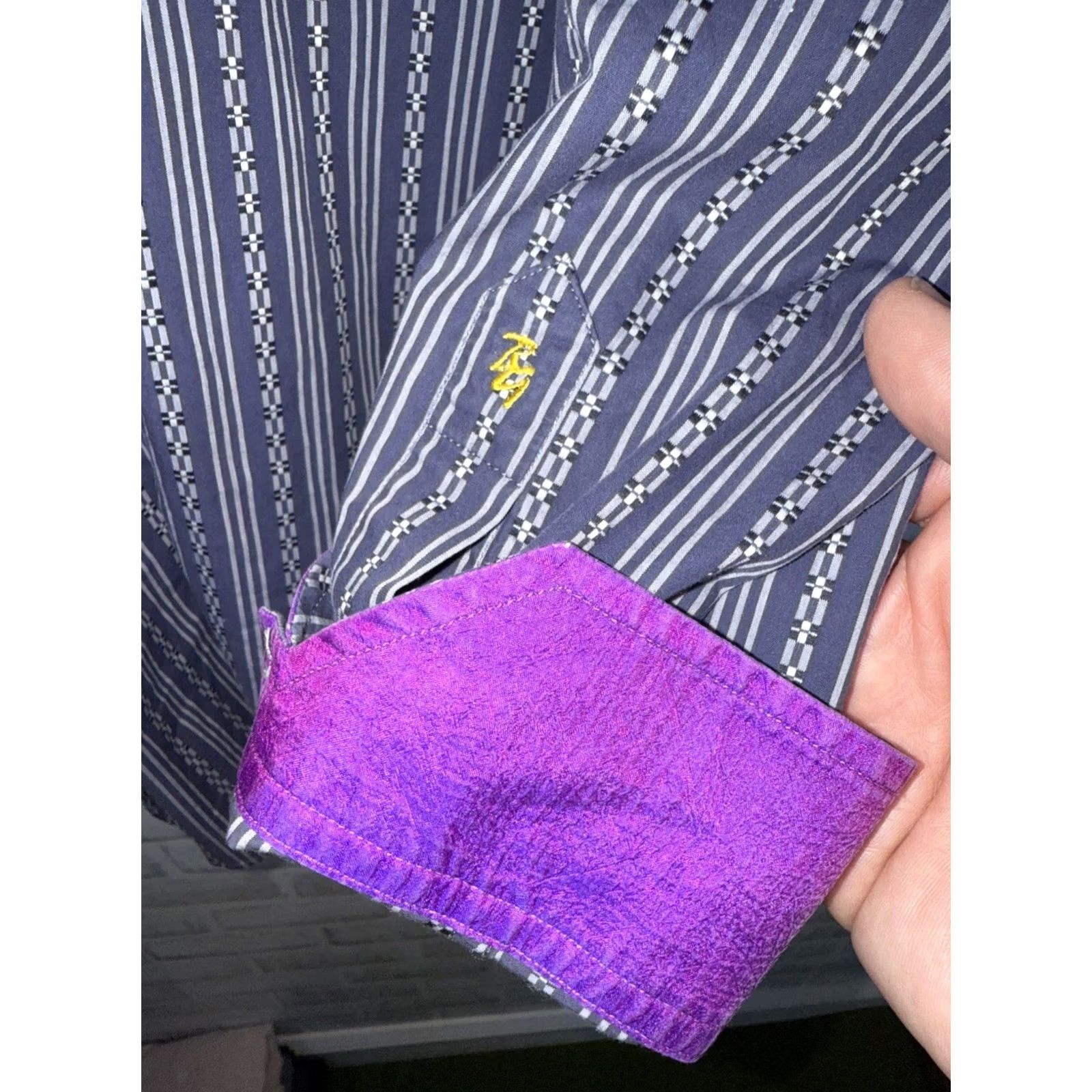 Robert Graham ROBERT GRAHAM Shirt Mens L Blue/Purple Striped Flip Cuff Size US L / EU 52-54 / 3 - 7 Thumbnail