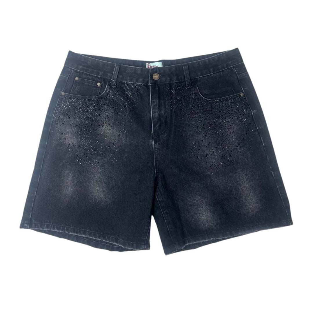 Other Dry Rot Dark Hole Rhinestone Denim Shorts Size US 38 / EU 54 - 1 Thumbnail