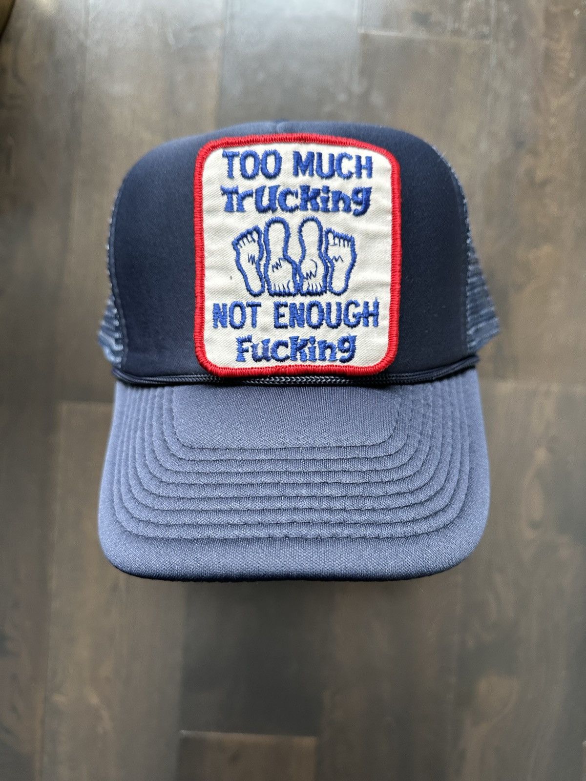 Pre-owned Trucker Hat X Vintage Funny Trucker Patch On New Trucker Hat In Blue