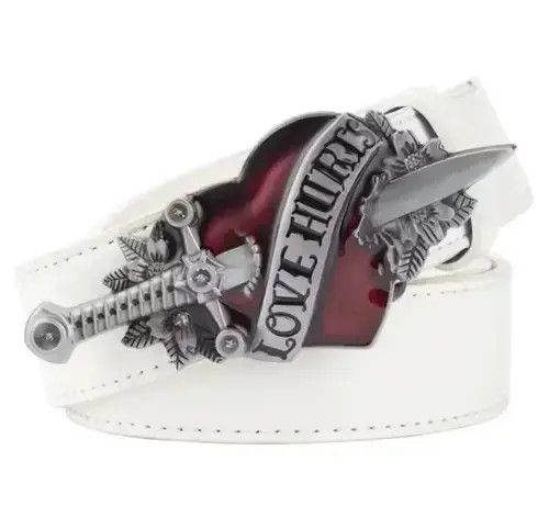 Other Gold Color Buckle White Belt Love Hunter Belt Size ONE SIZE - 4 Thumbnail
