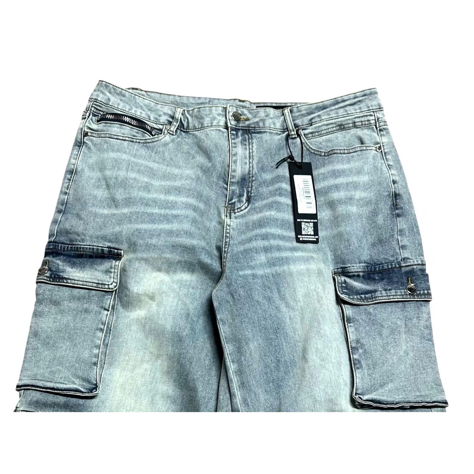 Vintage Rockstar Jeans Men 40 Burain Blue Baggy Fit Distressed Cargo Pocket 5-Pocket Denim Relaxed Adult Regular Size 40 Blue Size US 40 / EU 56 - 7 Thumbnail
