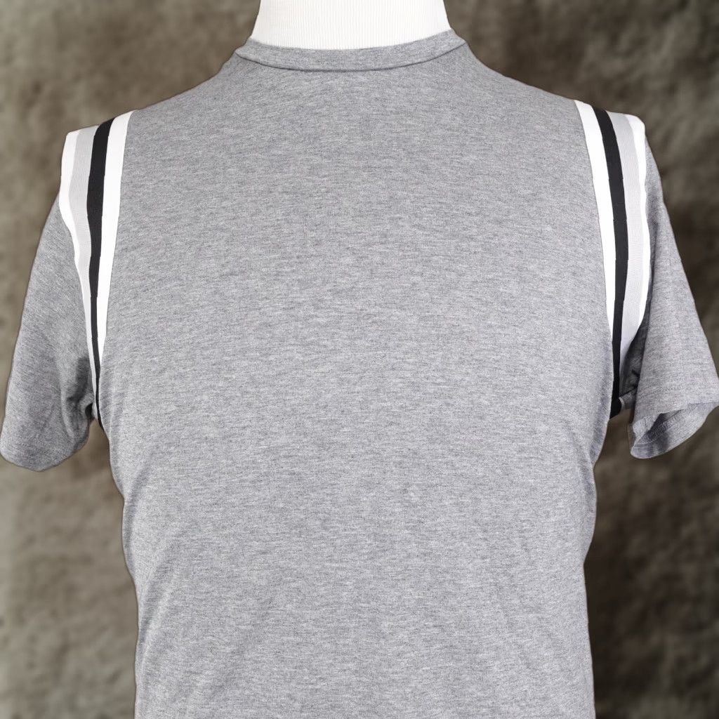Murano MURANO Liquid Luxury Shirt Mens Large Gray Slim Fit Short Sleeve Striped Crew Neck Size US L / EU 52-54 / 3 - 1 Thumbnail
