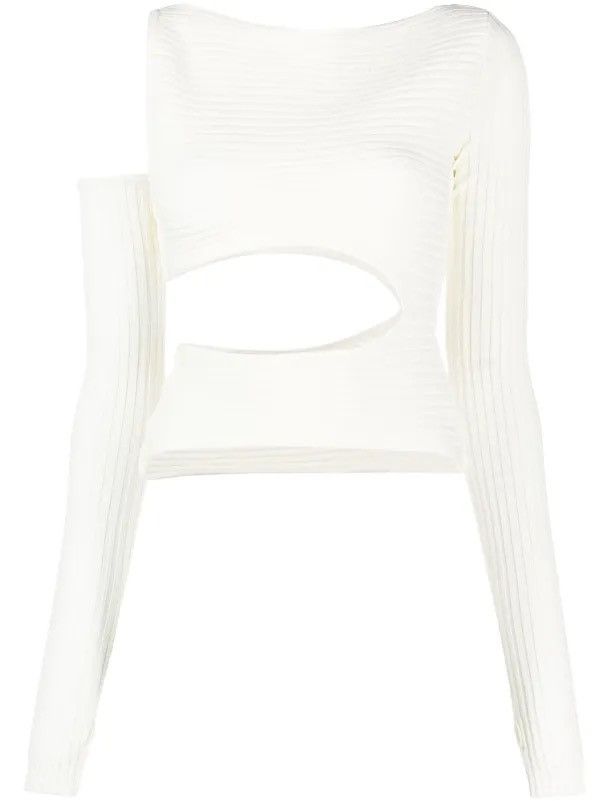 Andreadamo × Designer ANDREĀDAMO asymmetric cut-out ribbed top Size XL / US 12-14 / IT 48-50 - 3 Thumbnail