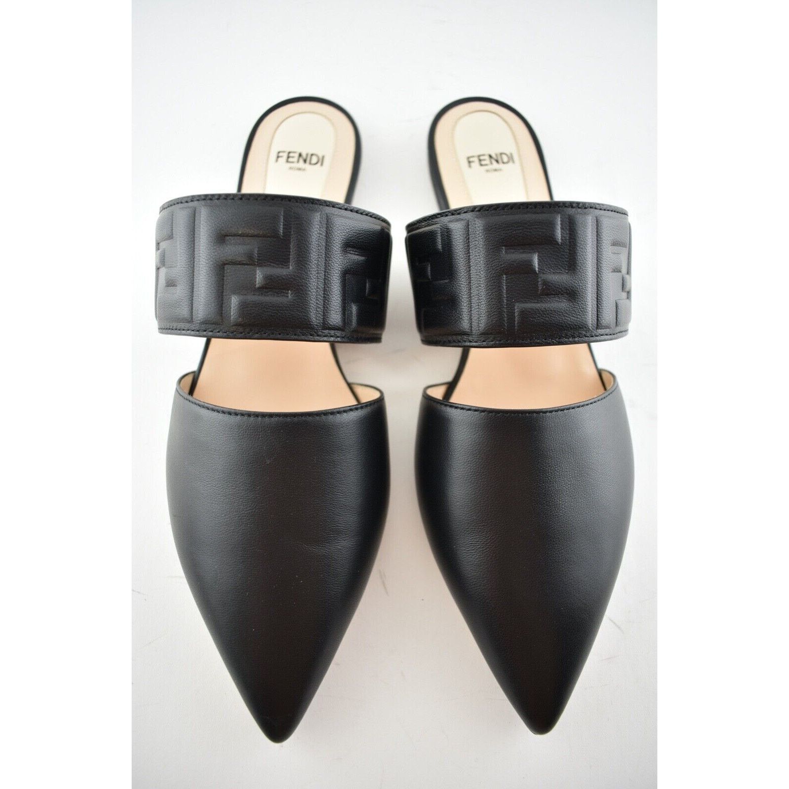 Fendi Fendi Motif FF Logo Black Leather Pointed Toe Ballerina Size US 6.5 / IT 36.5 - 7 Thumbnail