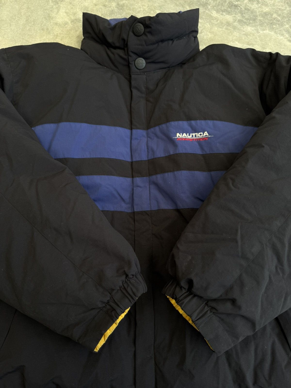 Nautica × Vintage Vintage Nautica Reversible Puffer Jacket Black and Yellow Size US S / EU 44-46 / 1 - 4 Thumbnail
