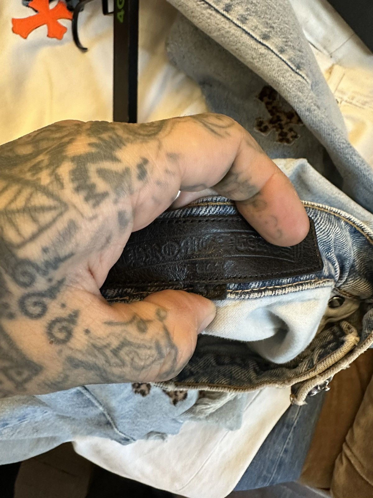 Chrome Hearts Chrome Hearts Chetah Leopard levi cross patch jeans blue Size US 34 / EU 50 - 10 Thumbnail