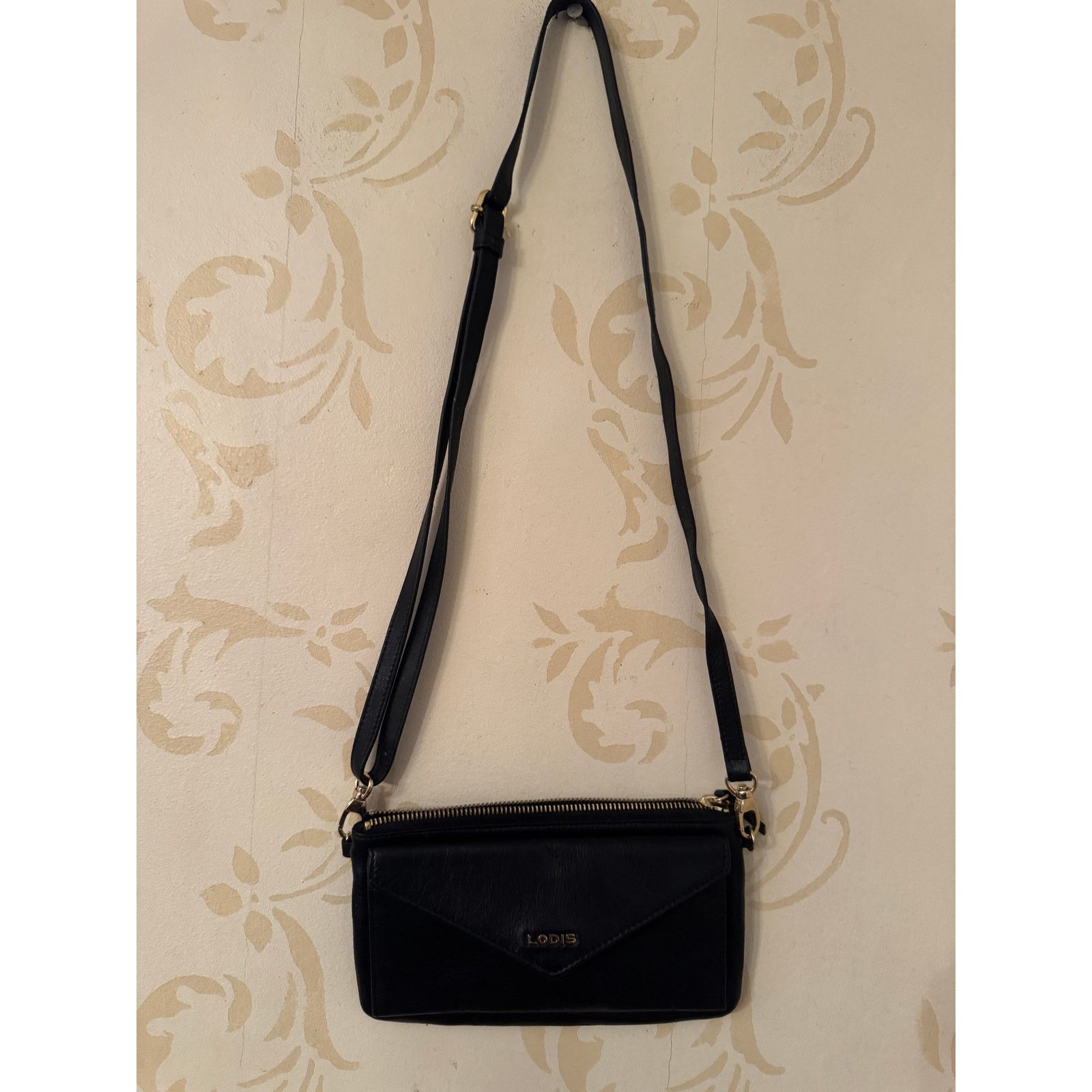 Designer Lodis Black Leather Travel Crossbody Handbag Size ONE SIZE - 4 Thumbnail