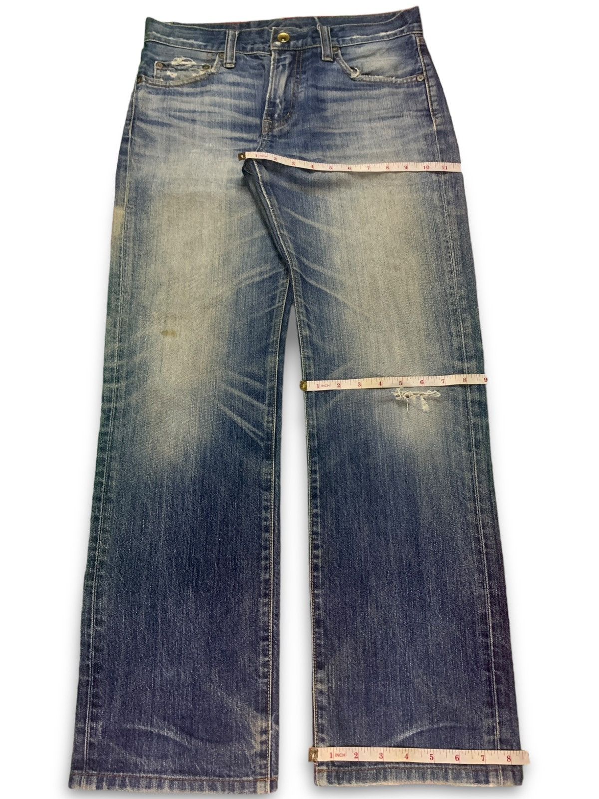 Uniqlo Vintage Uniqlo Blue Wash Distressed Baggy Jeans 32x30 Size US 32 / EU 48 - 13 Thumbnail