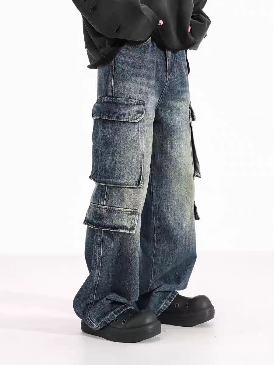 Designer × Jean × Vintage Washed and distressed workwear Y2K baggy jeans Size US 28 / EU 44 - 3 Thumbnail