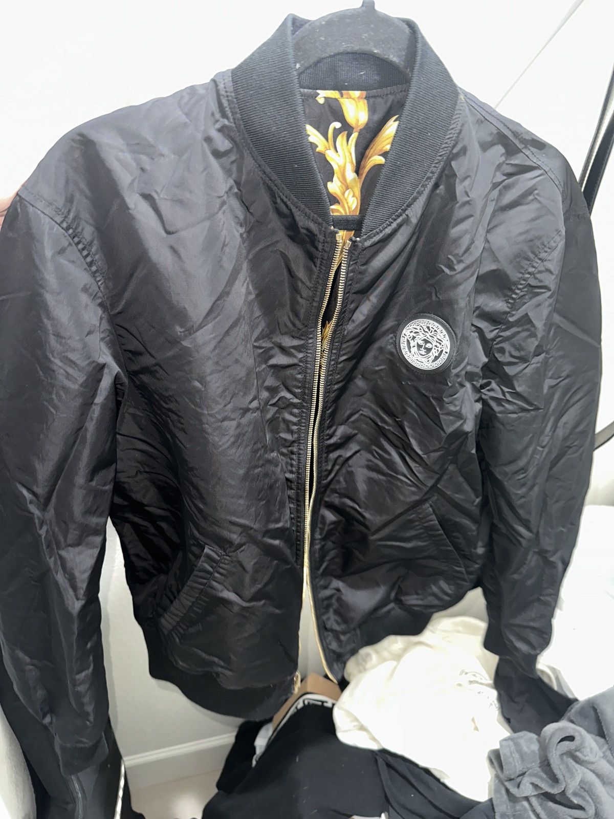Versace Versace Black Baroque Reversible Bomber Size US M / EU 48-50 / 2 - 7 Thumbnail