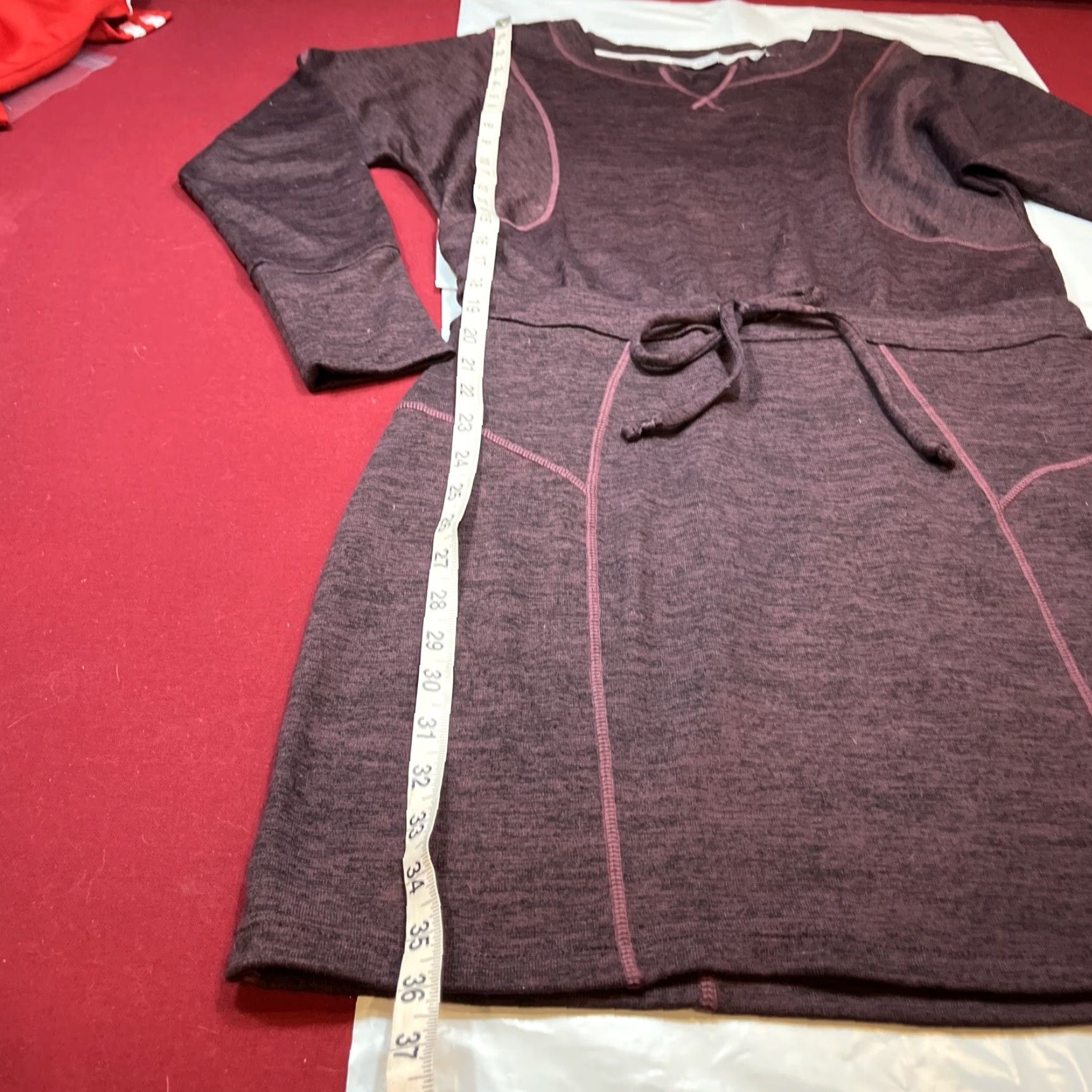 Athleta Athleta Dress Women M Long Sleeve Purple Knit Tie Waist Knee Length Zip Pocket Womens Size M / US 6-8 / IT 42-44 - 4 Thumbnail